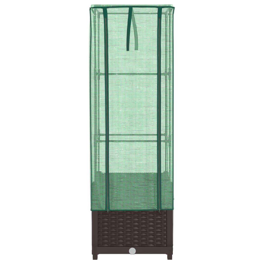 Hochbeet mit Gewächshaus-Aufsatz Rattan-Optik 40x40x139 cm