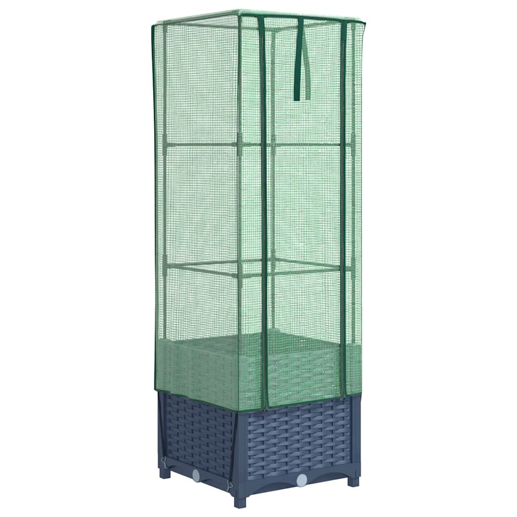 Hochbeet mit Gewächshaus-Aufsatz Rattan-Optik 40x40x139 cm