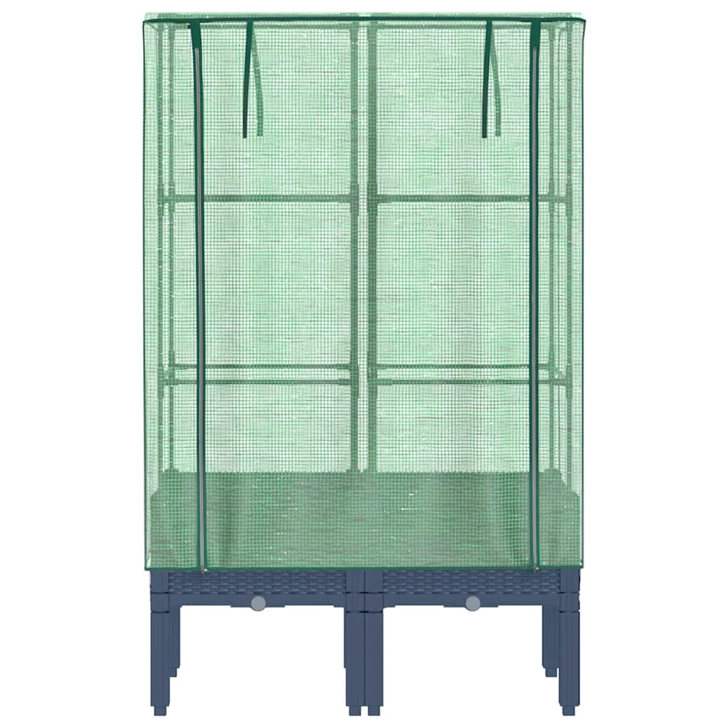 Hochbeet mit Gewächshaus-Aufsatz Rattan-Optik 80x40x140 cm