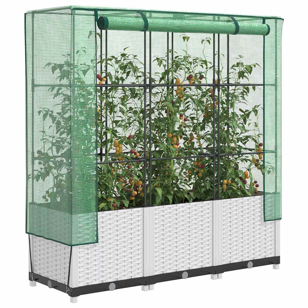 Hochbeet mit Gewächshaus-Aufsatz Rattan-Optik 120x40x138 cm