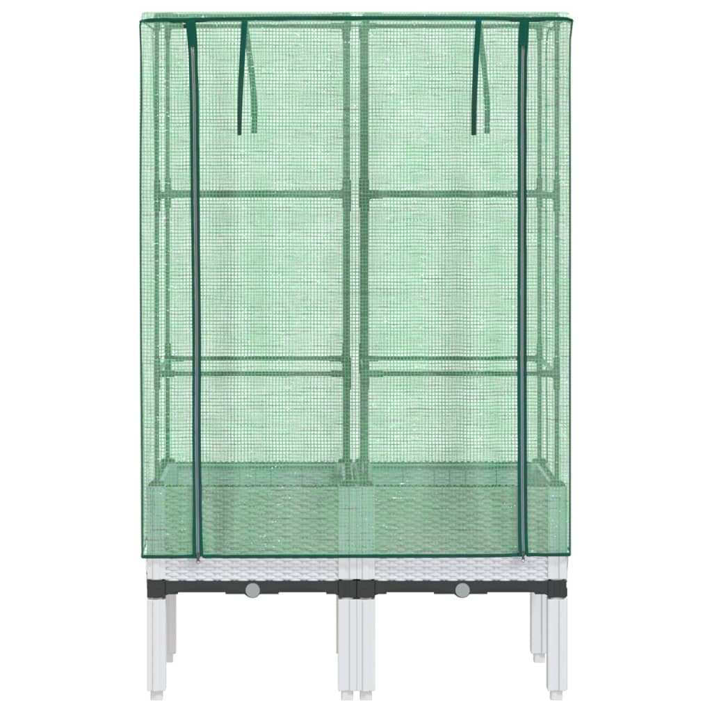 Hochbeet mit Gewächshaus-Aufsatz Rattan-Optik 80x40x140 cm