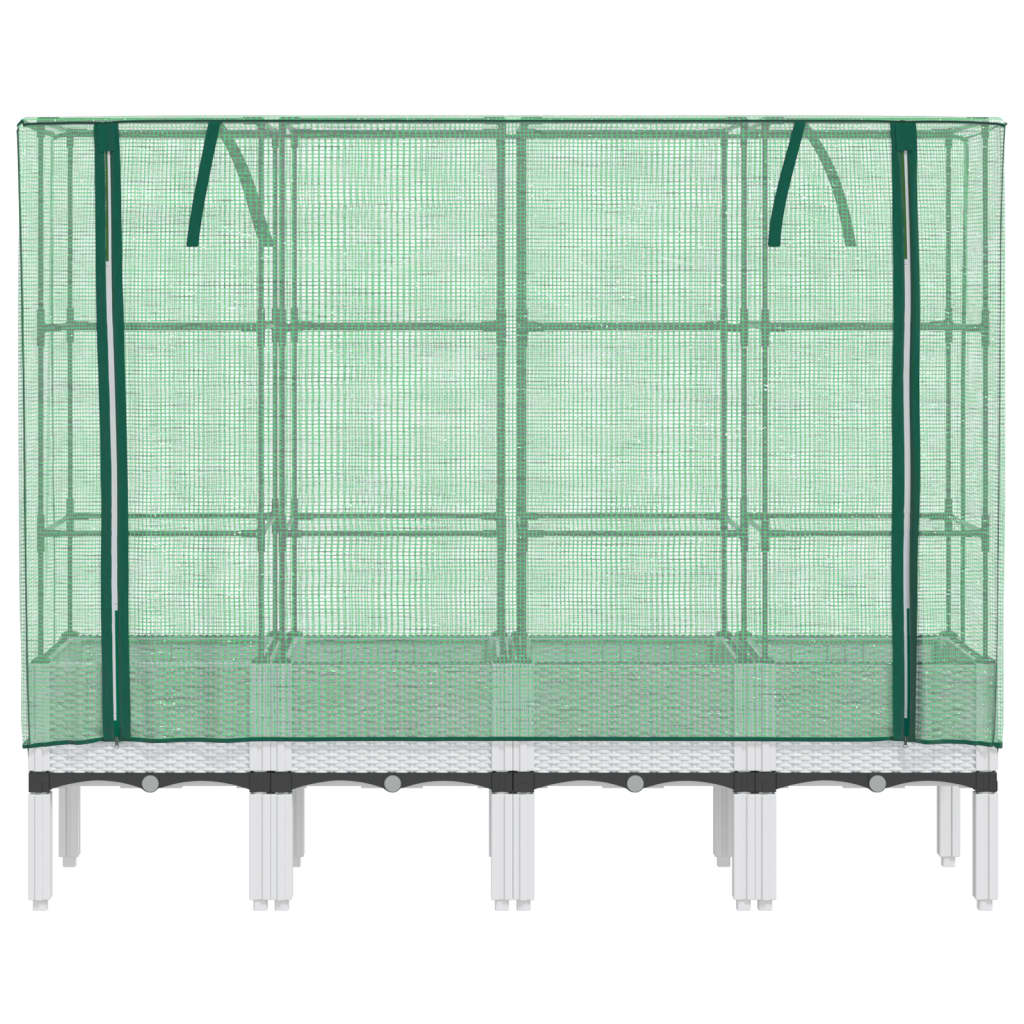 Hochbeet mit Gewächshaus-Aufsatz Rattan-Optik 160x40x140 cm
