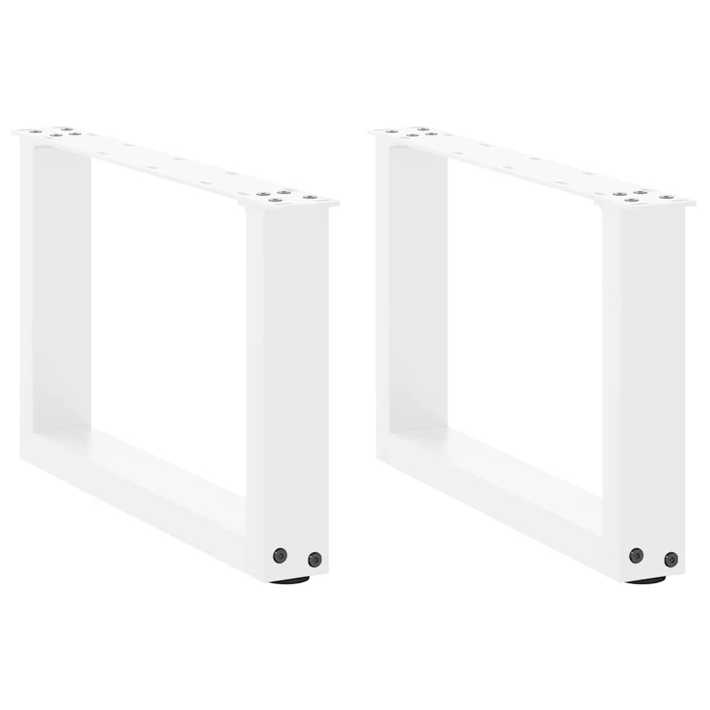 Pieds de table basse en U, 2 pièces, blanc, 50 x 30-31 cm, acier