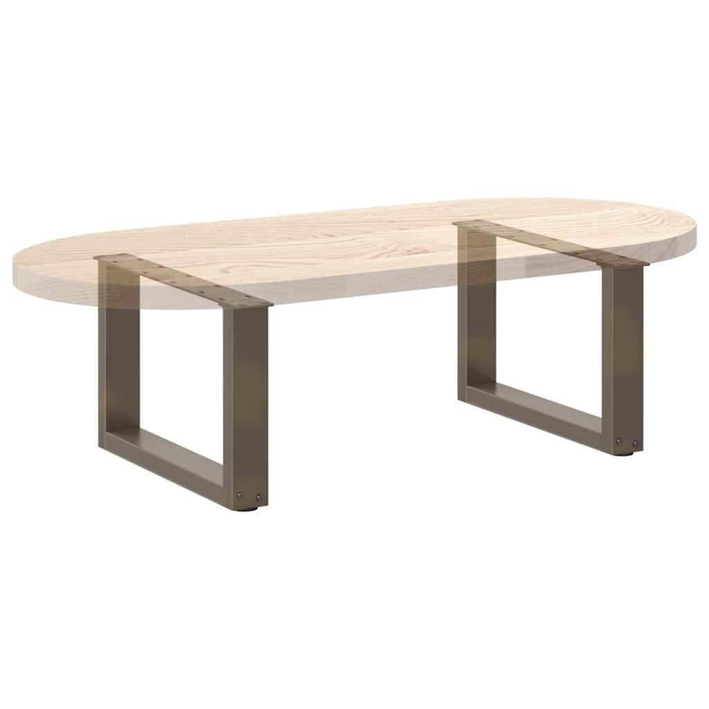 Pieds de table basse en U, 2 pièces, acier naturel, 50 x (30-31) cm