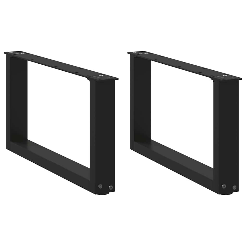 Pieds de table basse en U, 2 pièces, noir, 60 x 30-31 cm, acier