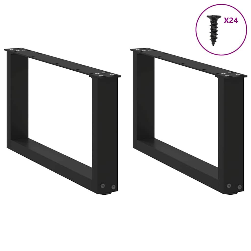 Pieds de table basse en U, 2 pièces, noir, 60 x 30-31 cm, acier