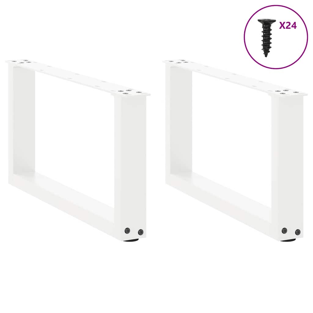 Pieds de table basse en U, 2 pièces, blanc, 60 x 30-31 cm, acier