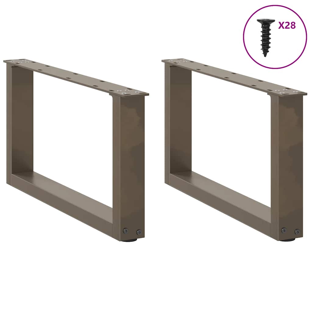 Pieds de table basse en U, 2 pièces, acier naturel, 70 x (30-31) cm