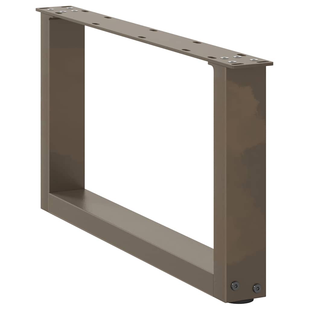 Pieds de table basse en U, 2 pièces, acier naturel, 70 x (30-31) cm