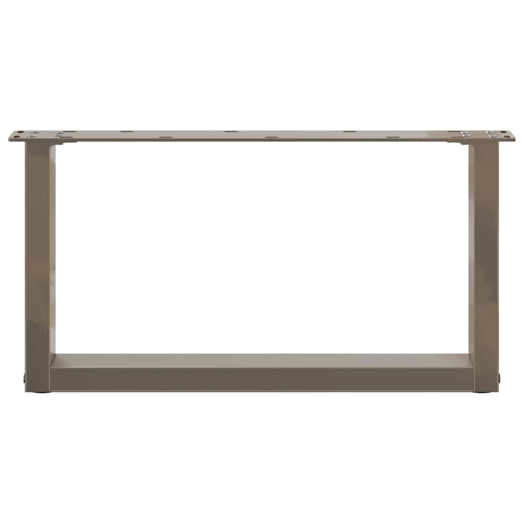 Pieds de table basse en U, 2 pièces, acier naturel, 70 x (30-31) cm