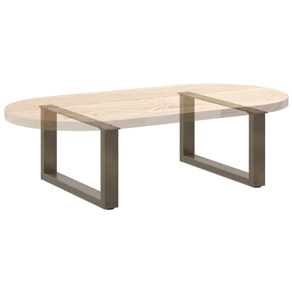Pieds de table basse en U, 2 pièces, acier naturel, 70 x (30-31) cm