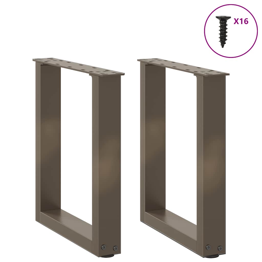 Pieds de table basse en U, 2 pièces, acier naturel, 28 x (42-43) cm