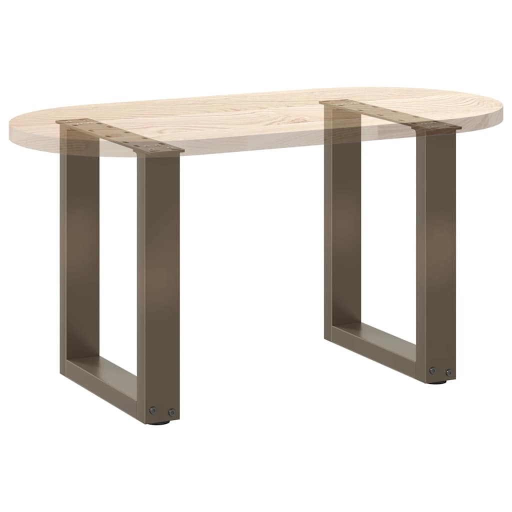 Pieds de table basse en U, 2 pièces, acier naturel, 28 x (42-43) cm