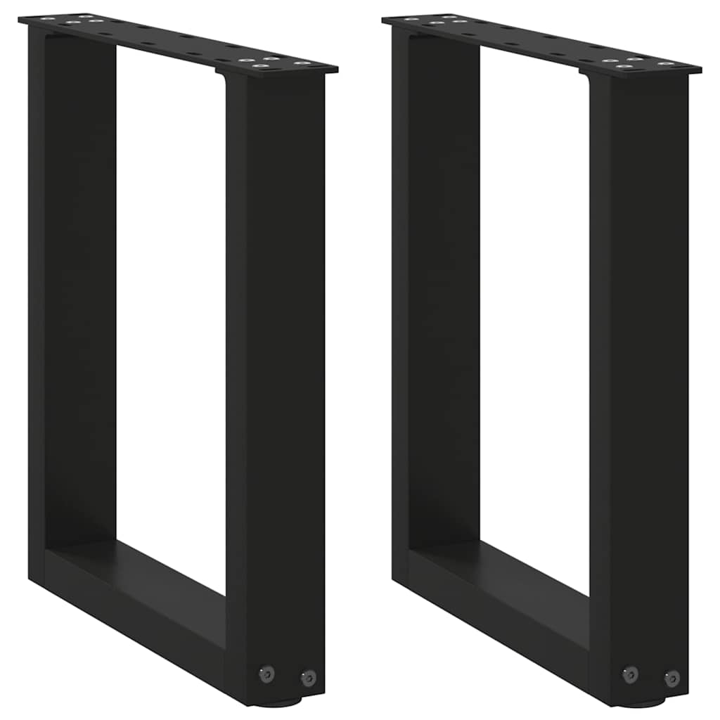 Pieds de table basse en U, 2 pièces, noir, 38 x 42-43 cm, acier