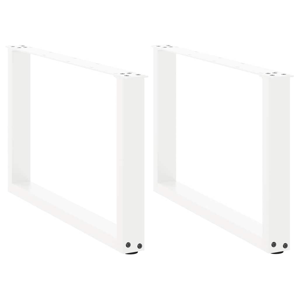 Pieds de table basse en U, 2 pièces, blanc, 60 x 42-43 cm, acier