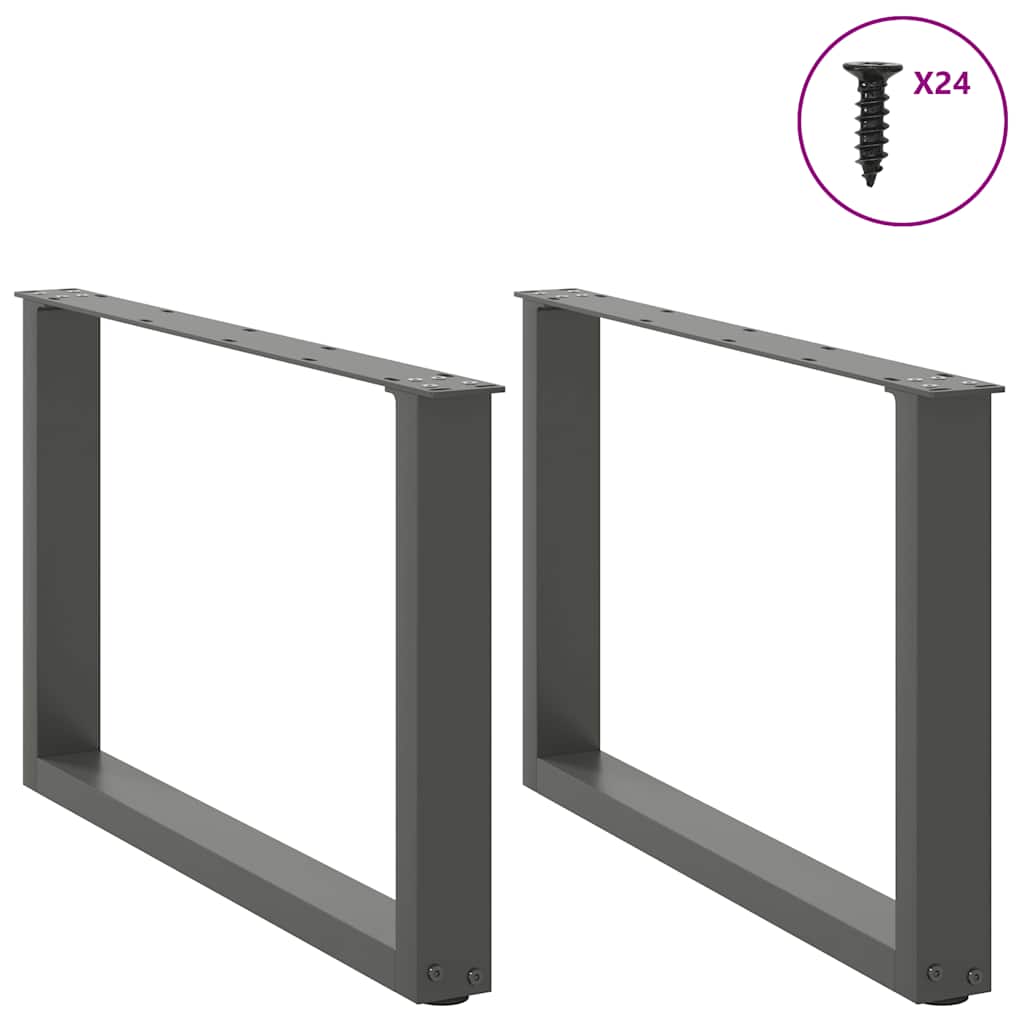 Pieds de table basse en U, 2 pièces, anthracite, 60 x 42-43 cm, acier