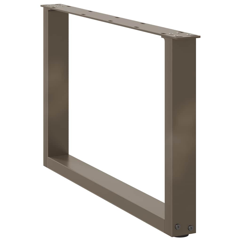 Pieds de table basse en U, 2 pièces, acier naturel, 60 x (42-43) cm
