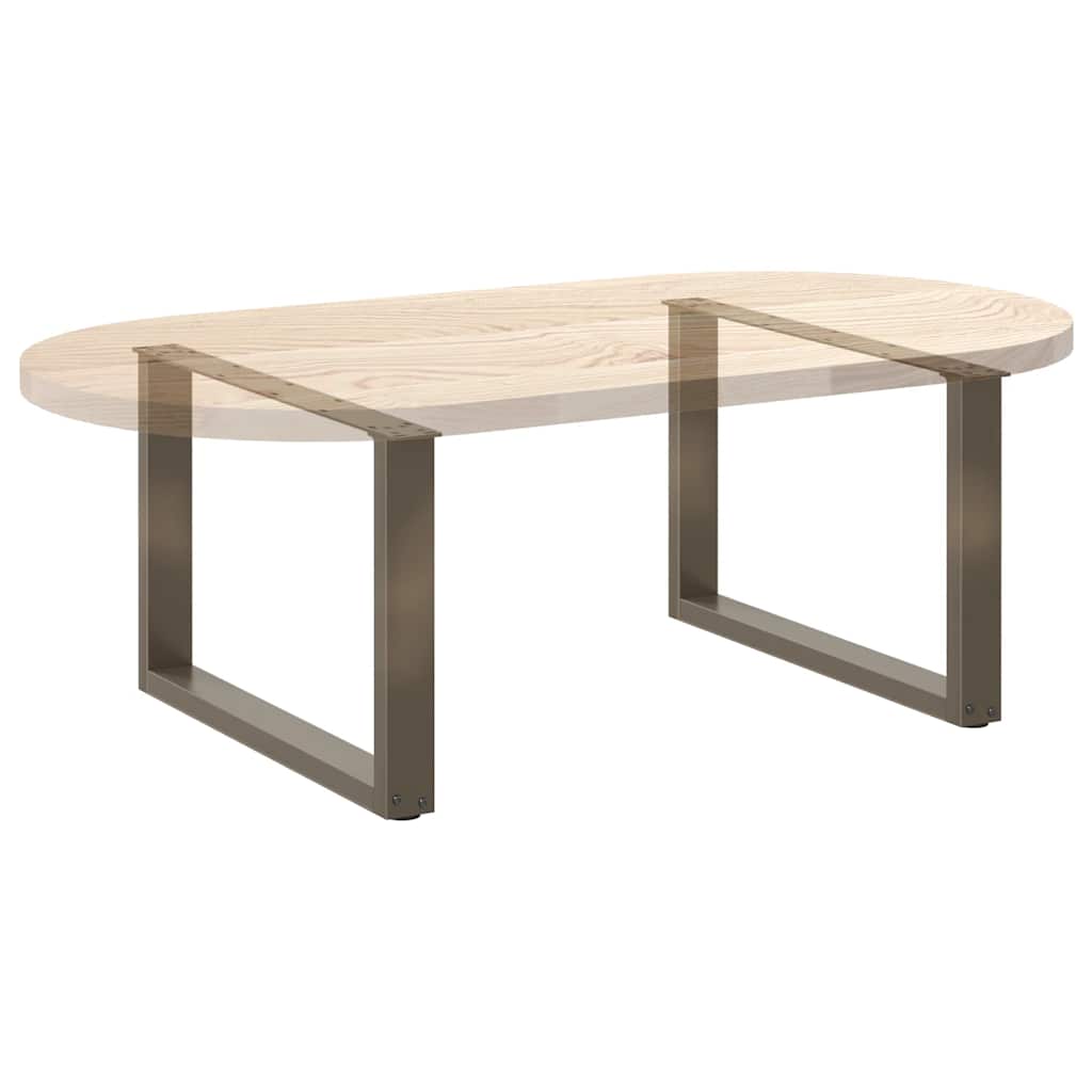 Pieds de table basse en U, 2 pièces, acier naturel, 60 x (42-43) cm