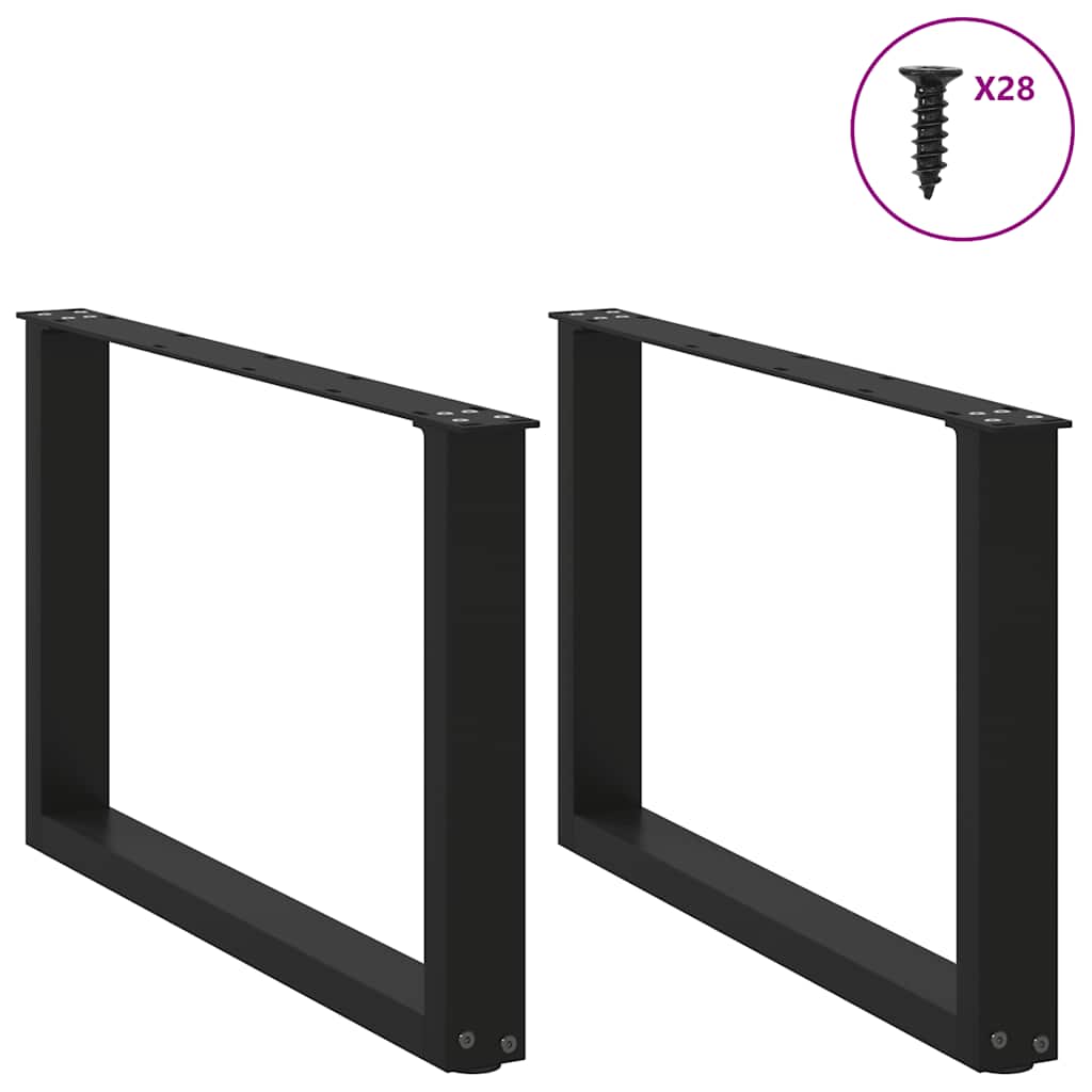 Pieds de table basse en U, 2 pièces, noir, 70 x 42-43 cm, acier