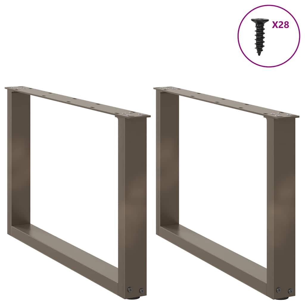 Pieds de table basse en U, 2 pièces, acier naturel, 70 x (42-43) cm