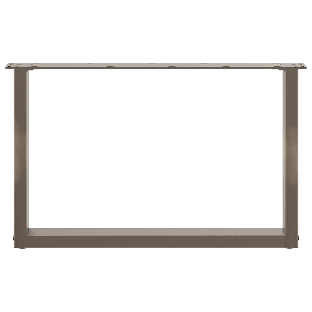 Pieds de table basse en U, 2 pièces, acier naturel, 70 x (42-43) cm