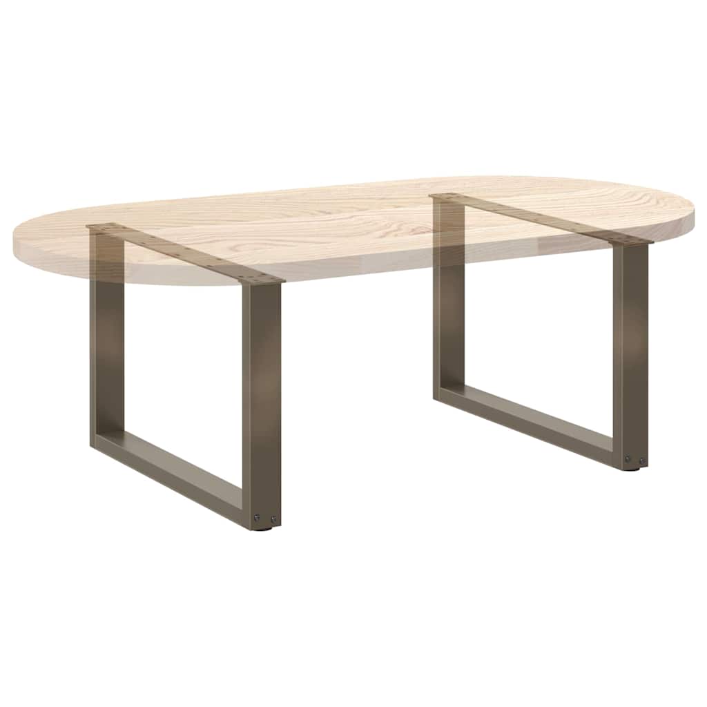 Pieds de table basse en U, 2 pièces, acier naturel, 70 x (42-43) cm