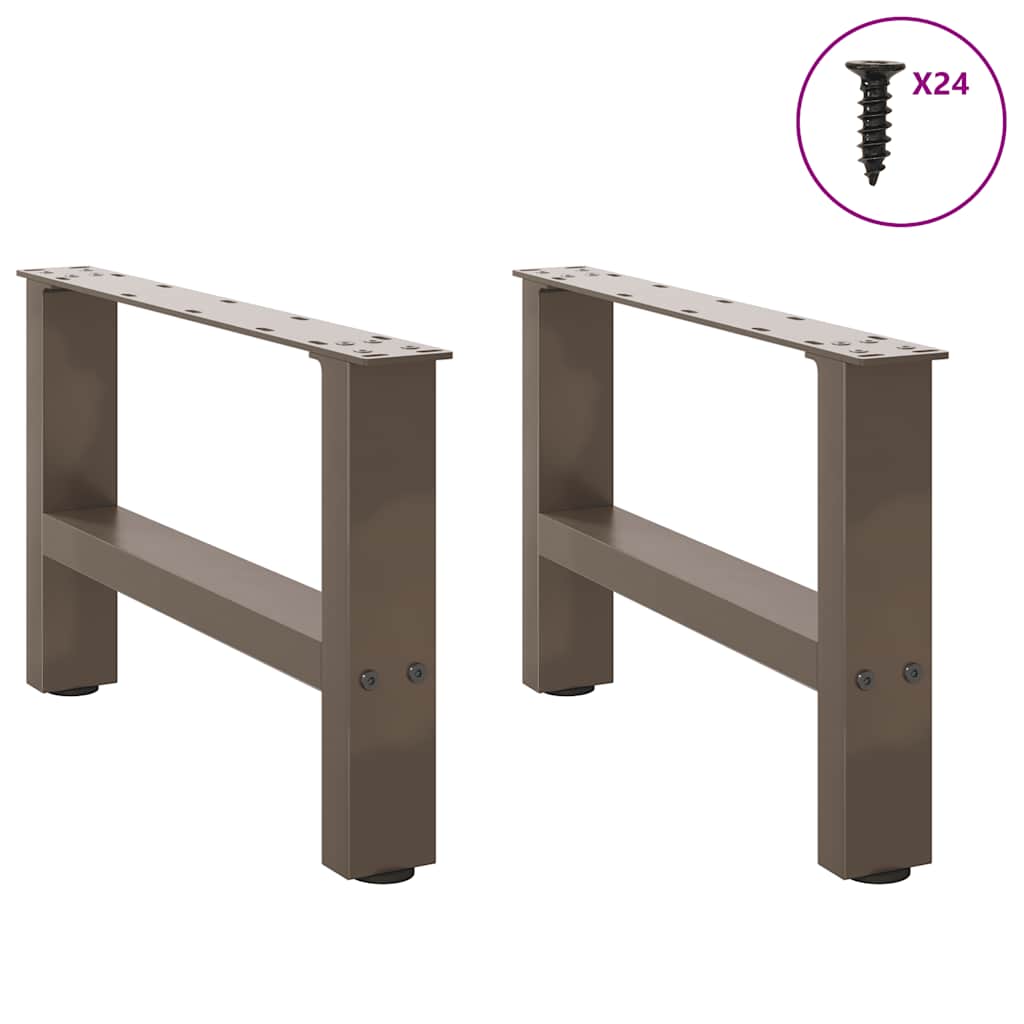 Pieds de table basse en acier naturel, 2 pièces, 50 x (30-31) cm