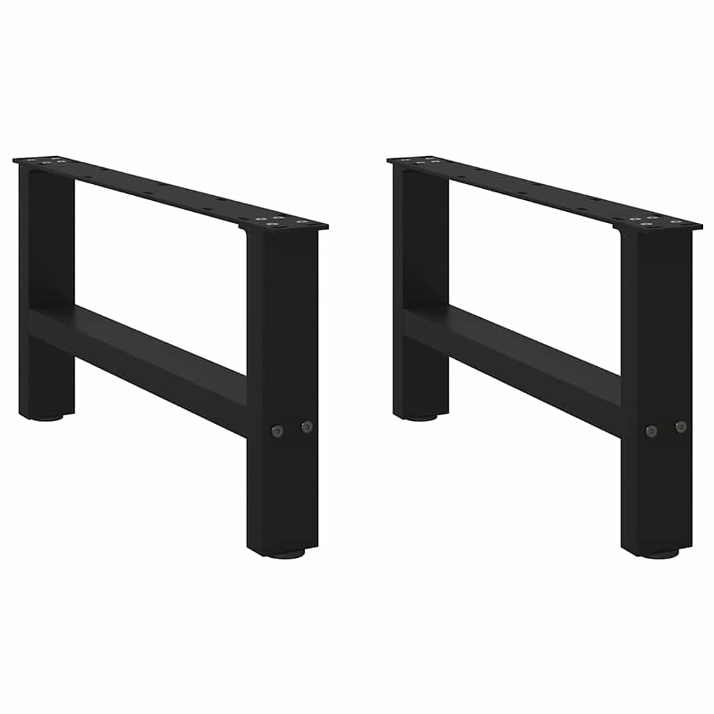Pieds de table basse noirs, 2 pièces, 70 x (30-31) cm, acier