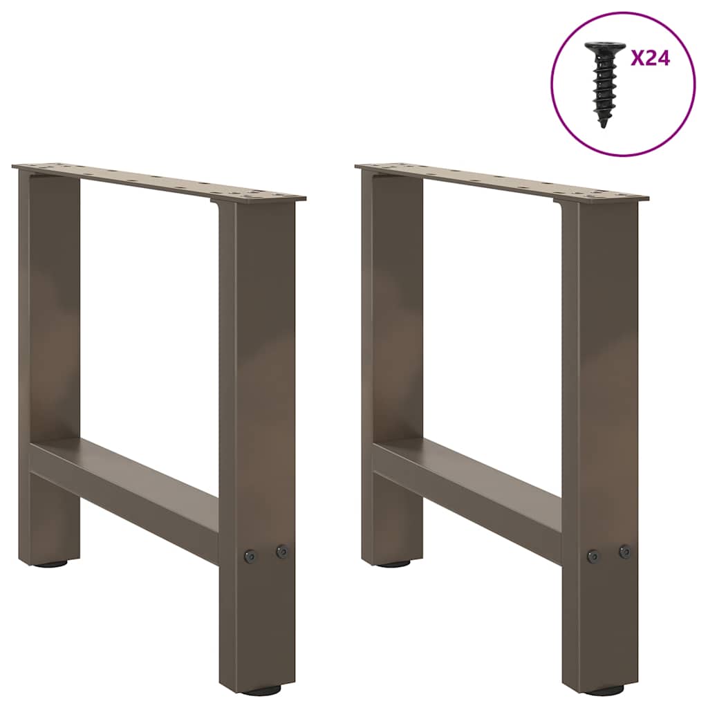 Pieds de table basse en acier naturel, 2 pièces, 60 x (42-43) cm