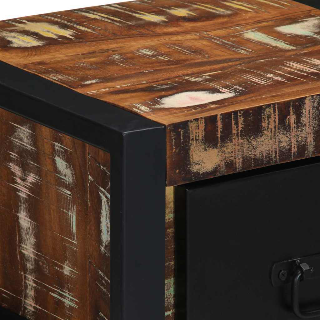 Tables de chevet 2 pièces, multicolores, 40 x 35 x 25 cm, bois massif recyclé