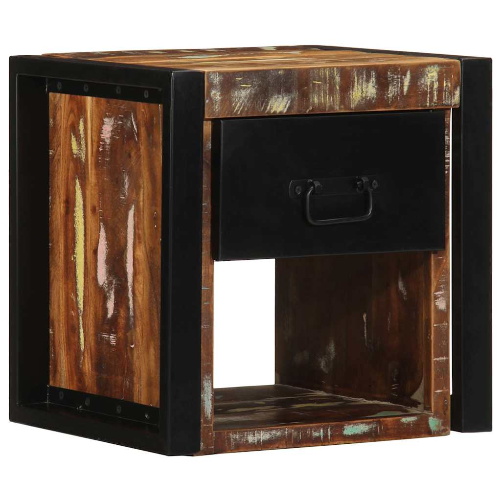 Tables de chevet 2 pièces, multicolores, 40 x 35 x 40 cm, bois massif recyclé