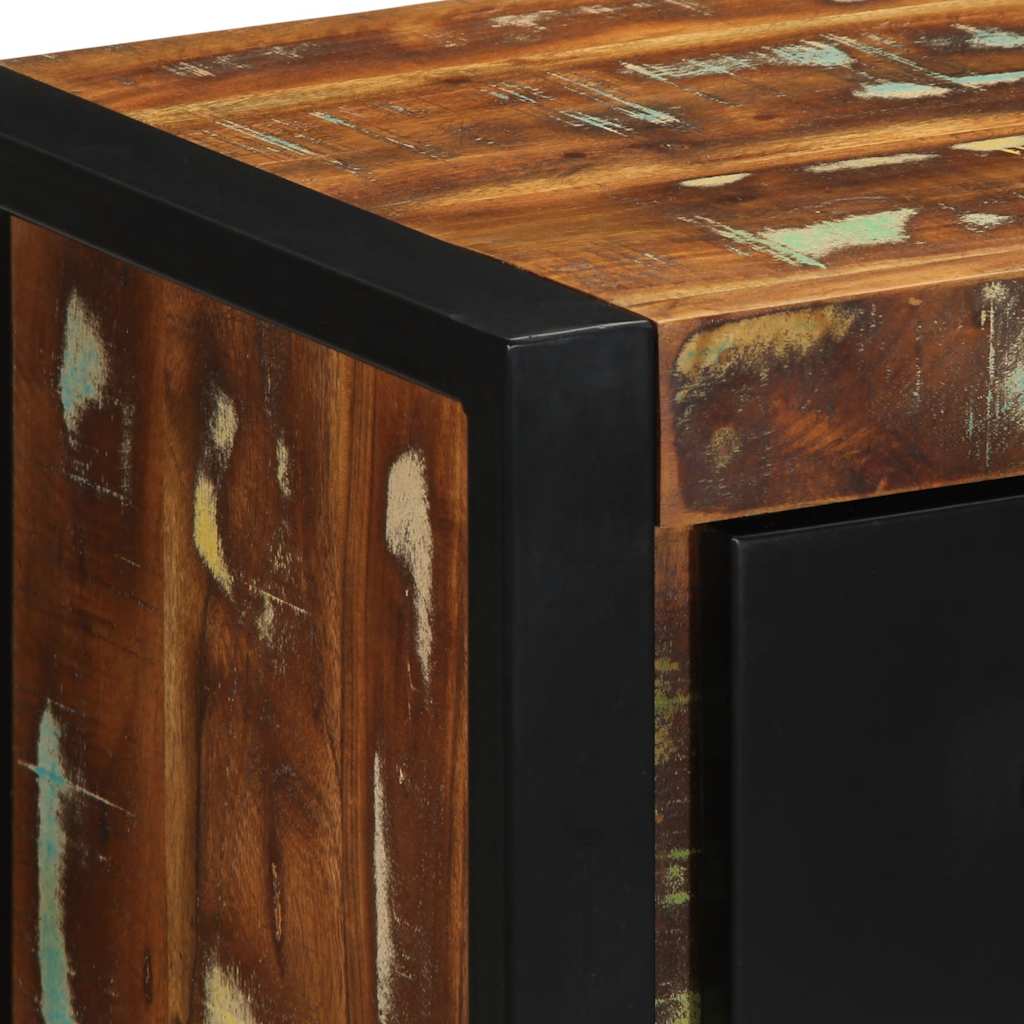 Tables de chevet 2 pièces, multicolores, 40 x 35 x 40 cm, bois massif recyclé