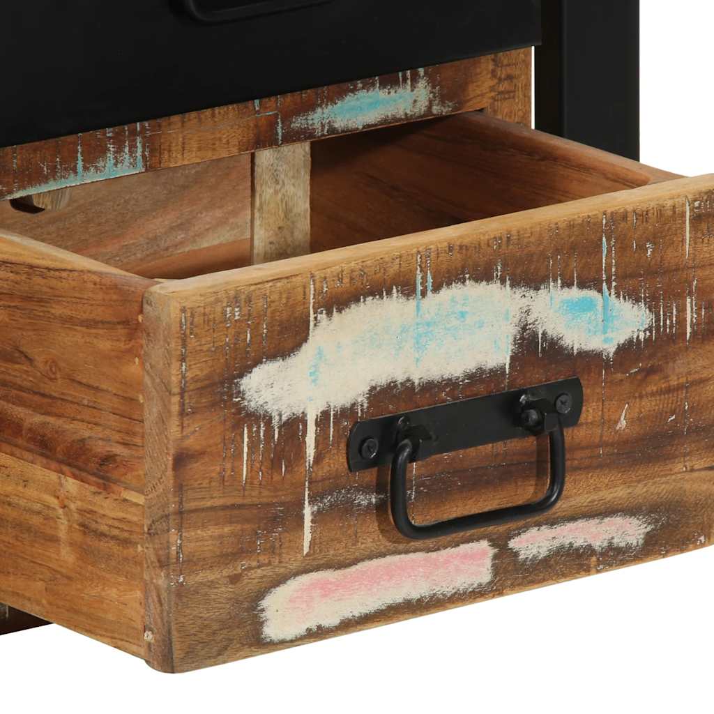 Tables de chevet 2 pièces, multicolores, 40 x 35 x 40 cm, bois massif recyclé