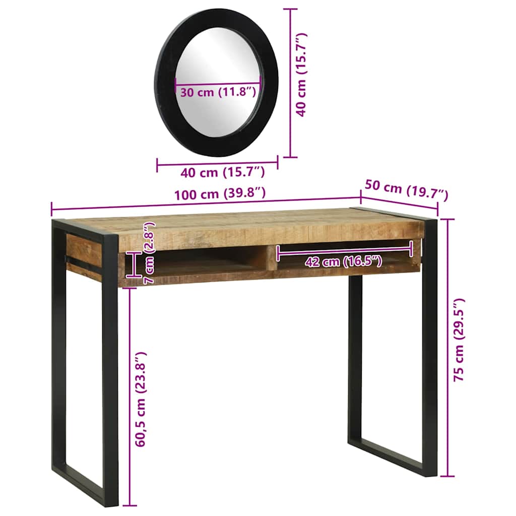 Schminktisch mit Regal Braun 100 x 50 x 75 cm Massivholz Mango