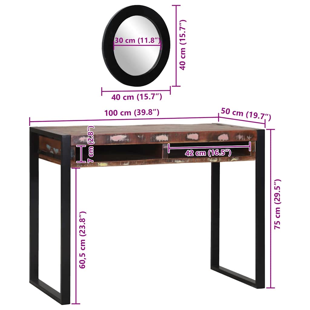 Schminktisch Mehrfarbig 100 x 50 x 75 cm Massivholz Altholz