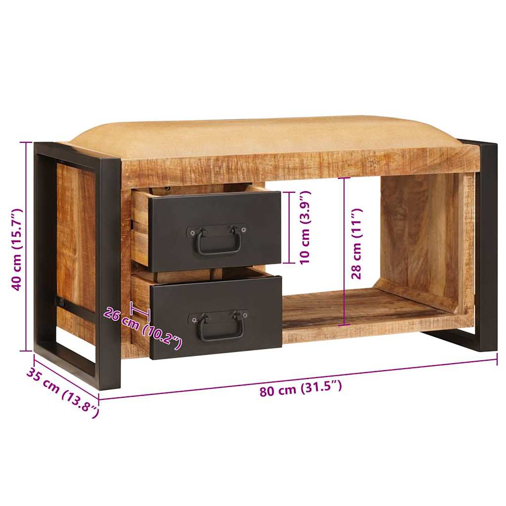 Sitzbank mit Stauraum Braun 80 x 35 x 40 cm Massivholz Mango