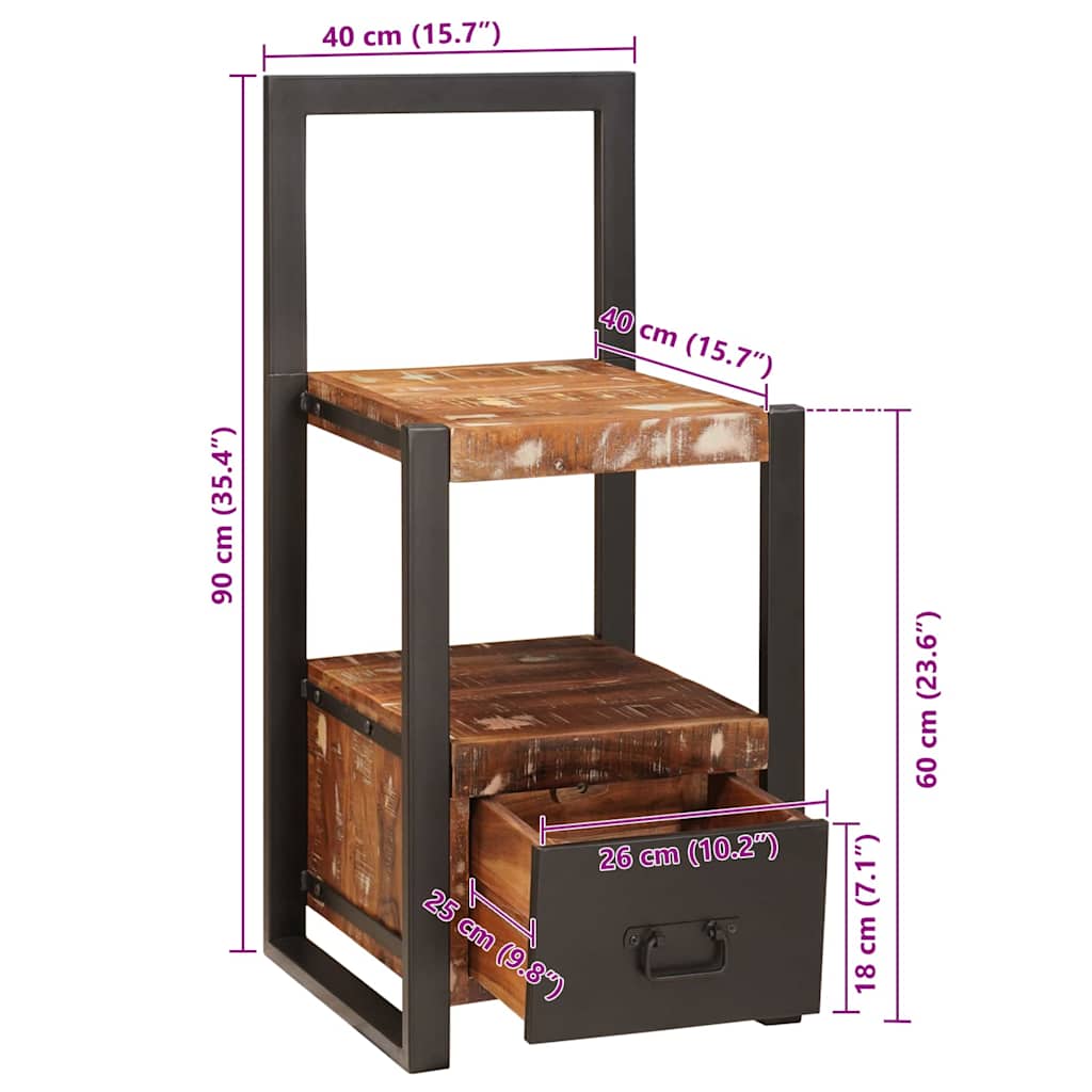 Ankleidehaken mit Regal Mehrfarbig Massives upgecyceltes Holz