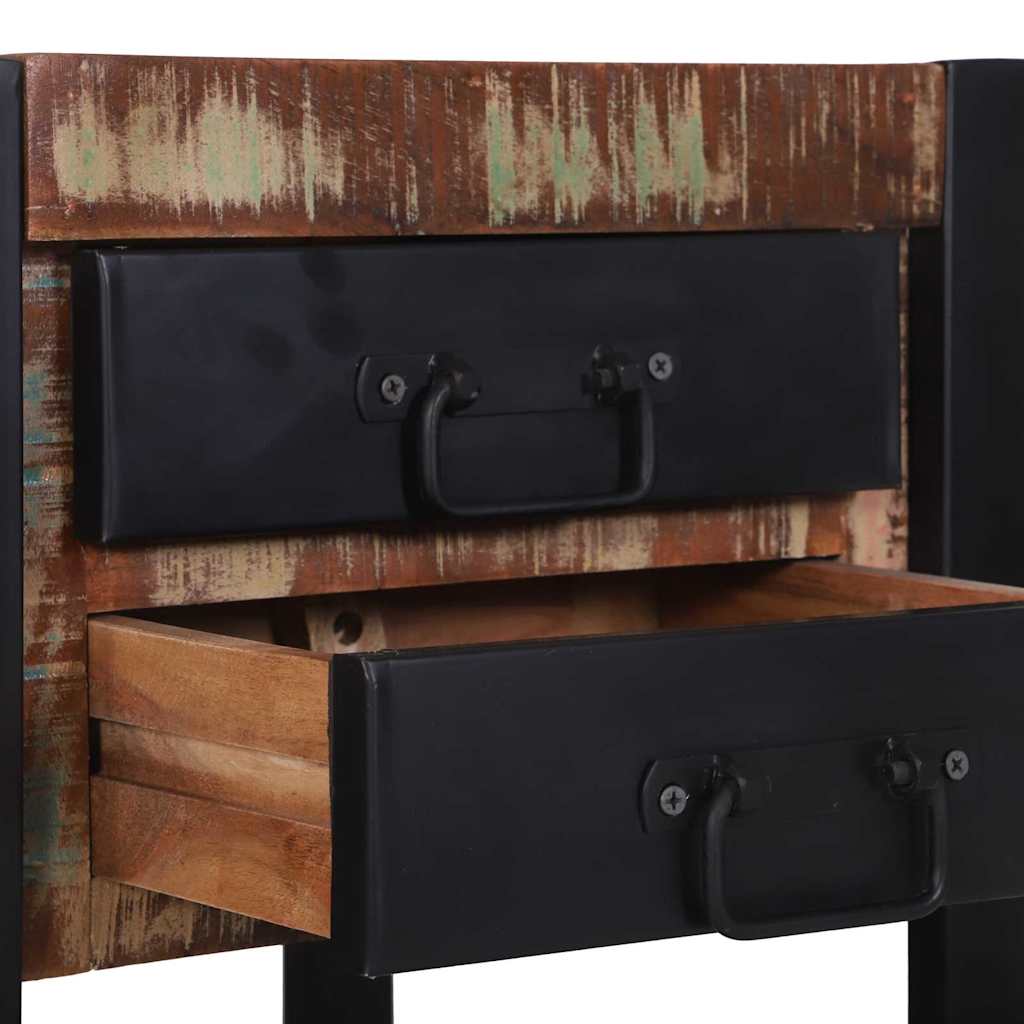 Beistelltisch mit Regal Mehrfarbig Massives recyceltes Holz