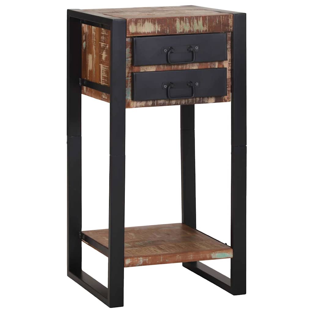 Beistelltisch mit Regal Mehrfarbig Massives recyceltes Holz