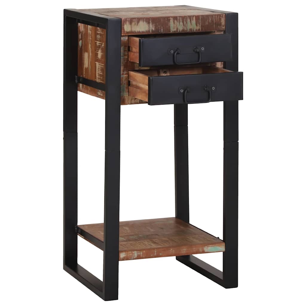 Beistelltisch mit Regal Mehrfarbig Massives recyceltes Holz