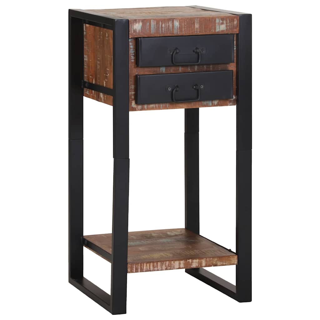 Beistelltisch mit Regal Mehrfarbig Massives recyceltes Holz