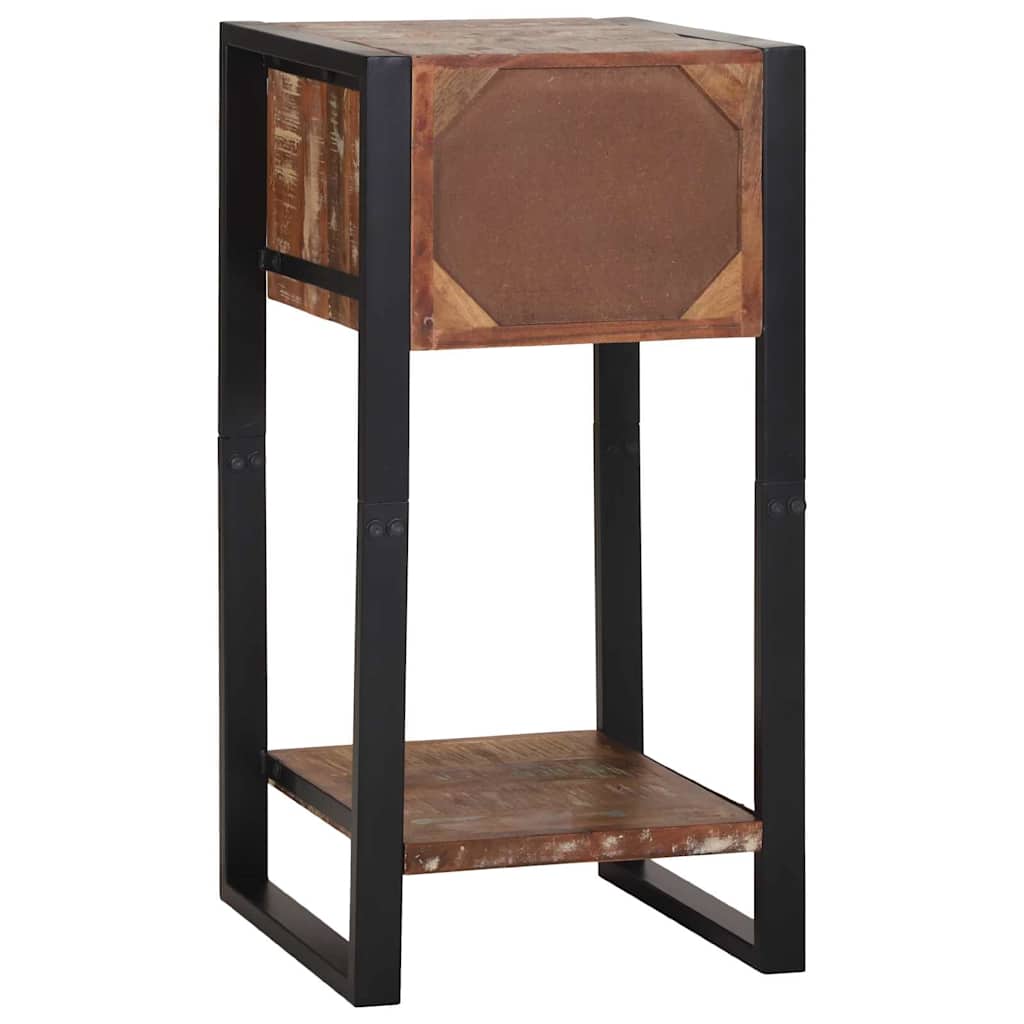 Beistelltisch mit Regal Mehrfarbig Massives recyceltes Holz