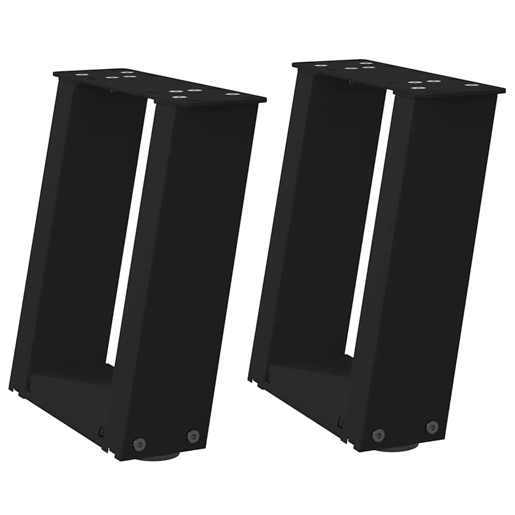 Pieds de table basse en U, 2 pièces, noir, 30 x 30-31 cm, acier