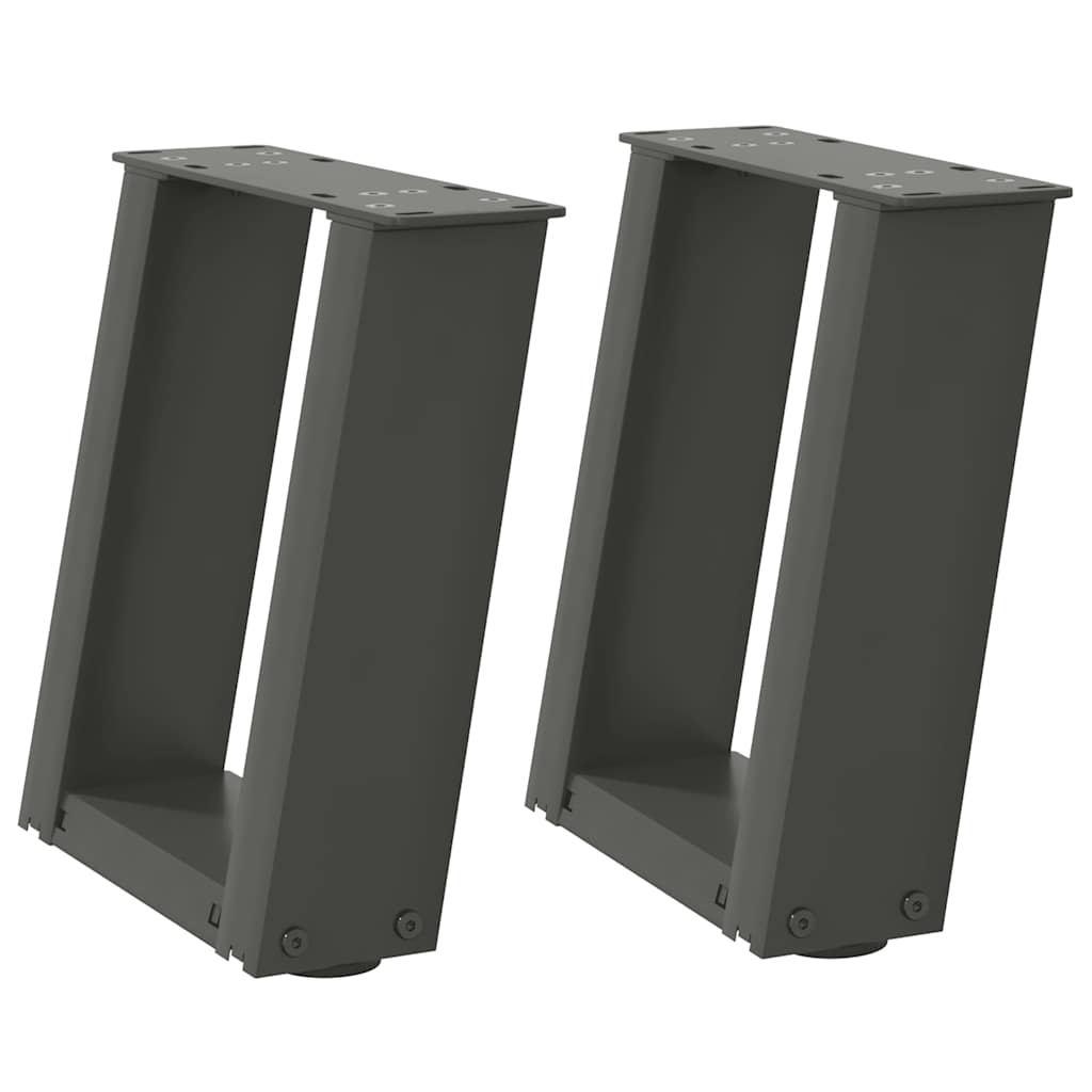 Pieds de table basse en U, 2 pièces, anthracite, 30 x 30-31 cm, acier
