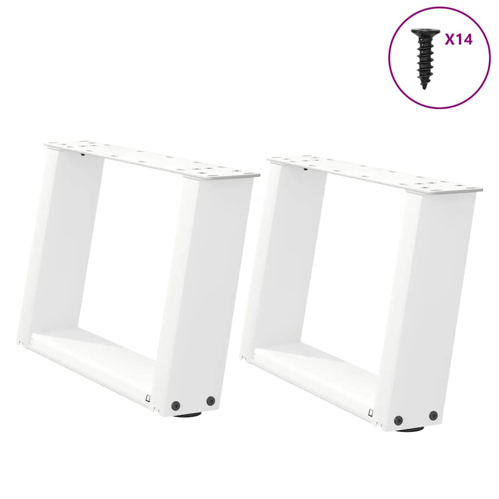Pieds de table basse en U, 2 pièces, blanc, 40 x 30-31 cm, acier