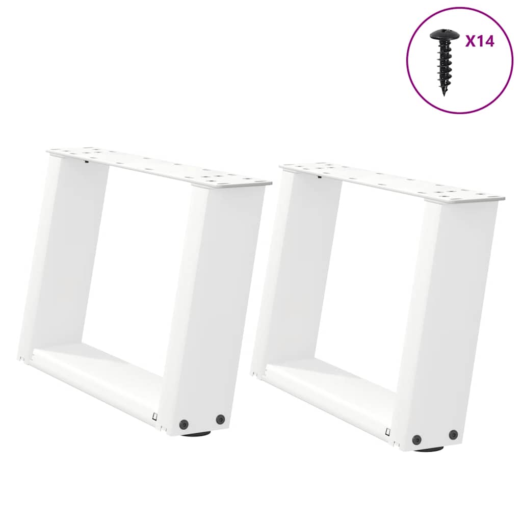 Pieds de table basse en U, 2 pièces, blanc, 50 x 30-31 cm, acier