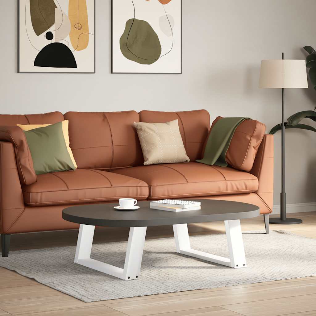 Pieds de table basse en U, 2 pièces, blanc, 60 x 30-31 cm, acier