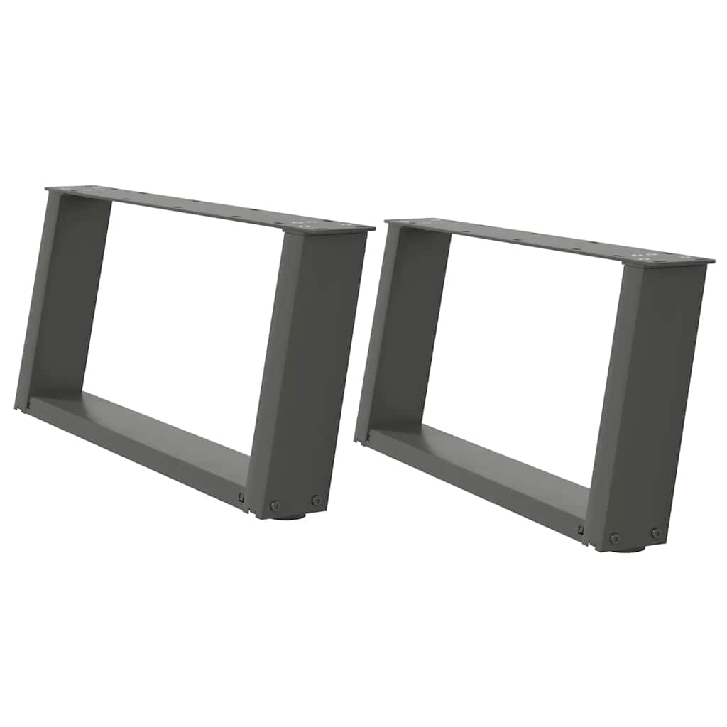 Pieds de table basse en U, 2 pièces, anthracite, 60 x 30-31 cm, acier