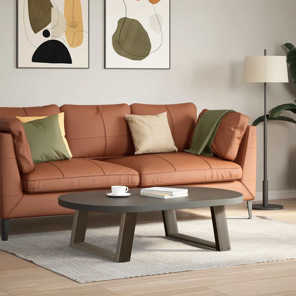 Pieds de table basse en U, 2 pièces, acier naturel, 60 x (30-31) cm