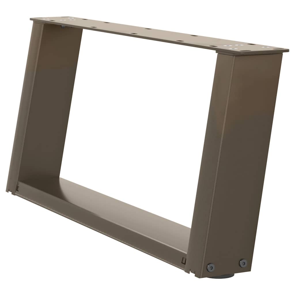 Pieds de table basse en U, 2 pièces, acier naturel, 60 x (30-31) cm